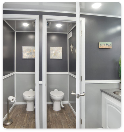 Clean, modern restroom trailers for any event by Parrish Portable Toilets serving Northwest Florida